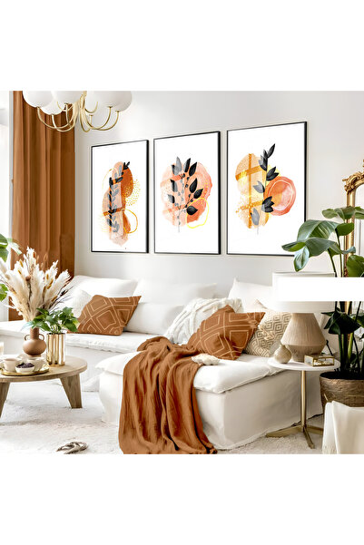 Harika bir ev Hari̇kabi̇rev | Orange-Yellow Leaf Bohemian Set | Framed Glass ...