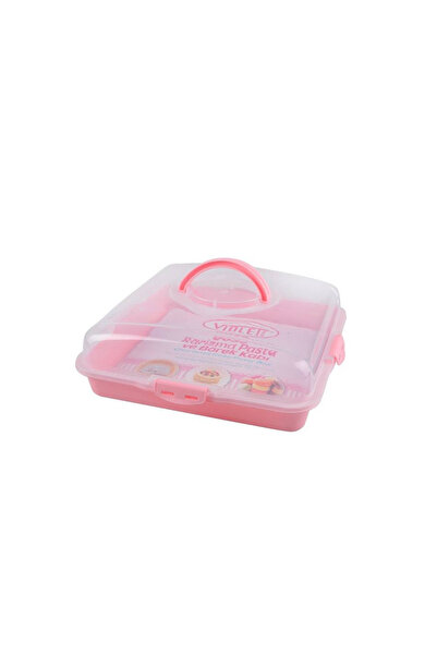 abnturk Pasta ve Börek Kabı Saklama Kutusu Kare Tutmalı Plastik 30cm