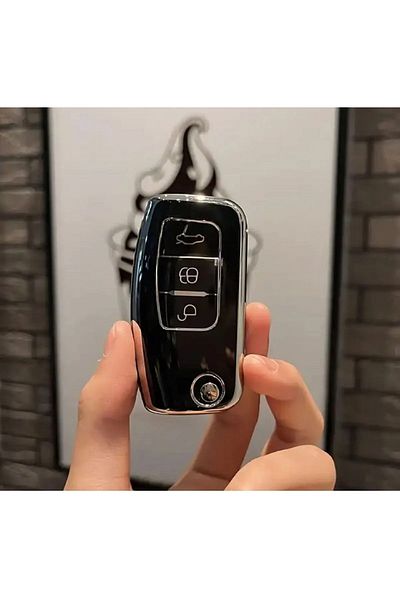 GMA KEYS Ford Focus, Fiesta, Mondeo, Cmax, Courier Nano - High Quality 3 Push Button Key Case Cover, Black Silver Color