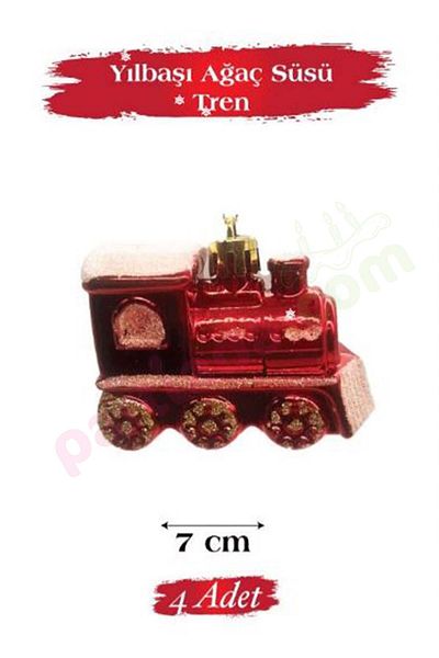 PARTİADA Christmas Tree Ornament Train 7X6 cm 4 Pieces