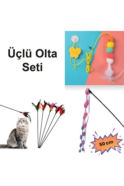 Üçlü Kedi Oyun Olta Seti