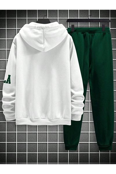 MODASHOT Unisex-Hooded Tracksuit Set -Los Angeles Printed - Double Color Combination