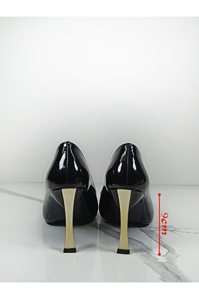 Everest Kadın Siyah Rugan Topuklu Ayakkabı Yüksek Topuklu Stiletto Siyah 9 Cm