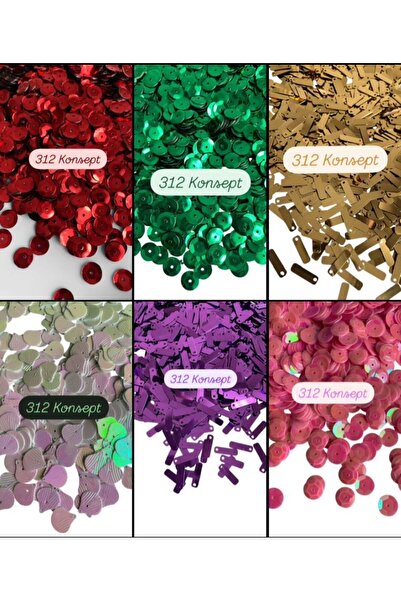 312 KONSEPT 6 вида, по 10 грама всеки: купа, багет, плексиглас, бродерия, дантела, епоксидна смола, пантоф, хоби печат