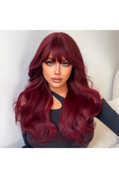 favorim peruk Kızıl geniş dalgalı perçemli özel vip peruk