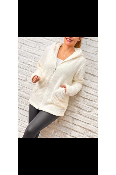 Velvet سترة نسائية بأكمام طويلة وجيب وغطاء للرأس وسحاب من القطيفة