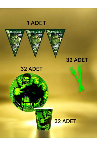 VibeHome Hulk Themed S Pack for 32 - Birthday Party and Fun Events