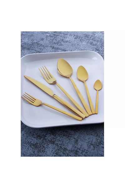 Bernardo Milas Gold 42 Piece Fork Spoon Knife Set