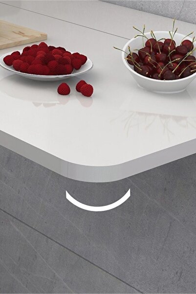 Kydonia Home 45x72 Cm Oval Köşeli Mat Beyaz Sabit Raflı Duvara Monte Kırma Katlanır Masa