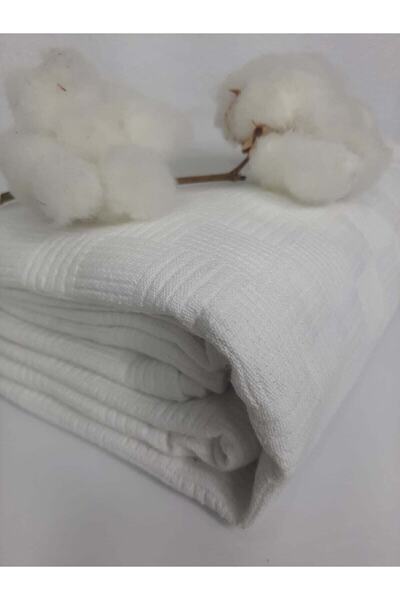 Mef Collection 4-Piece Hotel Pique Single White 160X230 | Checkerboard Patterned Cotton Durable Summer Pique