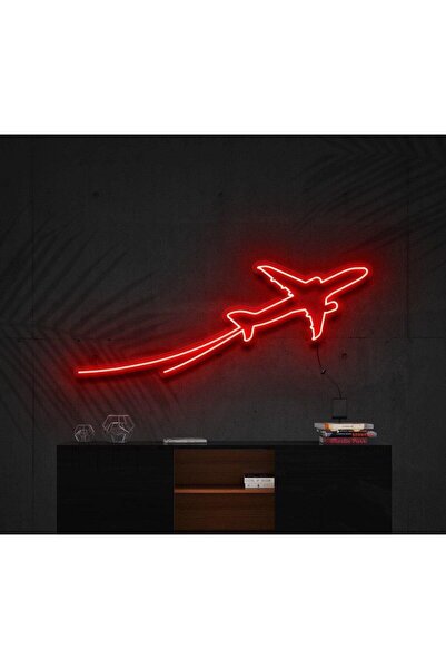BİZ BU İŞİN KEYİF KISMINDAYIZ Uçak Figürlü Neon Tabela