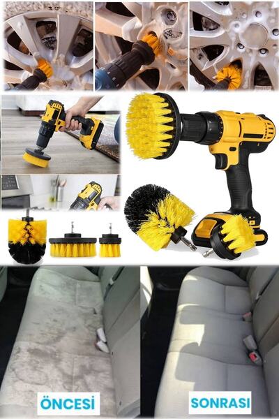 Byanes 3 Adet Araba Koltuk Yıkama Temizleme Döşeme Temizleme Fırçaları 3'lü M...