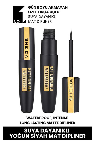 Sheida Black Matte Dipliner - Waterproof, Intense Pigmented, Intense Waterproof - Water Design