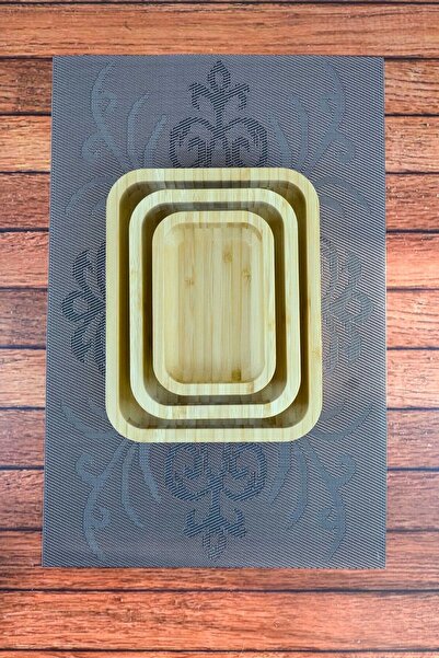 AVANTAGE HOME ميرا - وعاء تقديم من الخيزران مكون من 3 قطع، الإفطار، القهوة، ع...