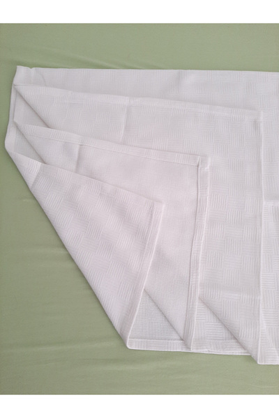 Mef Collection 4-Piece Hotel Pique Double White 200X230 | Checkerboard Patterned Cotton Durable Bedspread