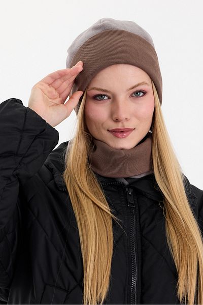 Butikgiz Hünkar Sytle, Double Color Double Layer Foldable Soft Women's Beanie Neck Collar Suit