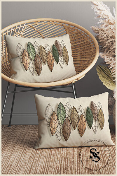 SasoHome Colorful Leaves Patterned 2-Piece Rectangular Throw Pillow Cover
