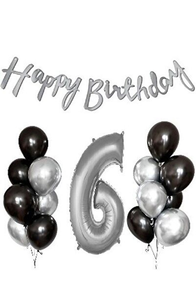 DÜVENCİ TİCARET Σετ μαύρων ασημί μπαλονιών λάτεξ για πάρτι γενεθλίων