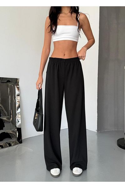 TunaBlogg Scuba Fabric Elastic Waist Palazzo Trousers