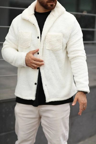 KHAB PREMİUM Unisex Wellsoft Buttoned Plush Cardigan with Pockets