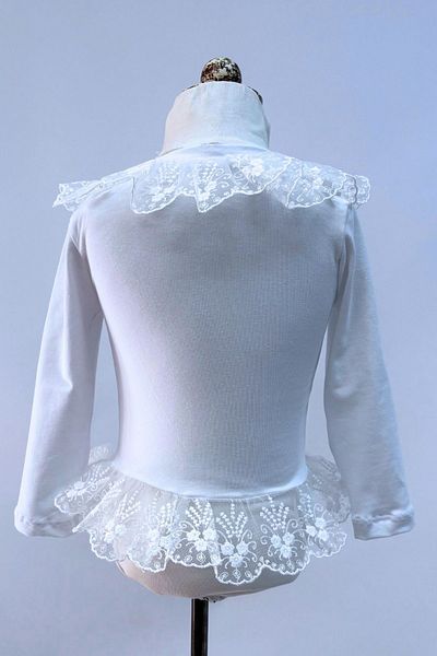 LULLY KİDS Girl's Guipure Lace Detailed White Bodysuit