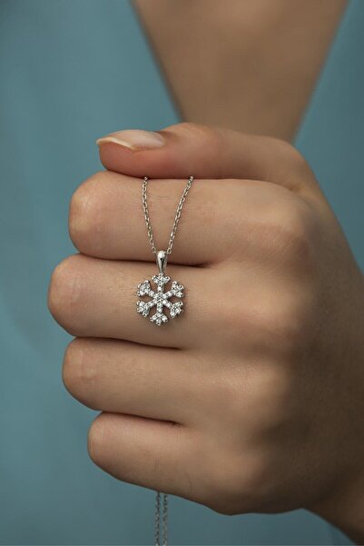 Ervanur Rodyum Kaplama Kar Tanesi Kolye