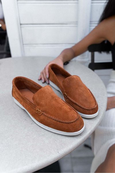 NİŞANTAŞI SHOES Balerini Vayne din piele naturală - maro, cu talpă plată pentru femei