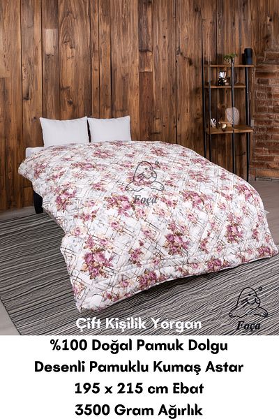 Foçatex 100% Natural Cotton Double Quilt 195 X 215 Size 3500 Grams