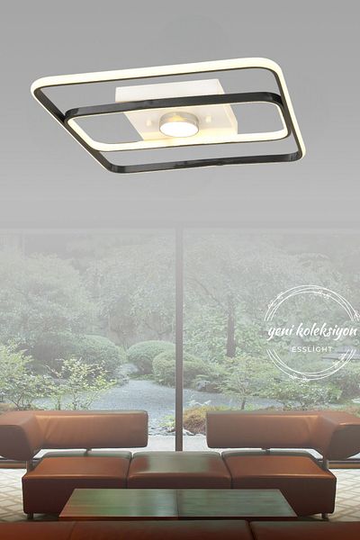 ESSLİGHT Mabel 45 cm Plafonier Chandelier with 3 Color Light Modes (White Yellow Daylight) Kitchen Bedroom Living Room