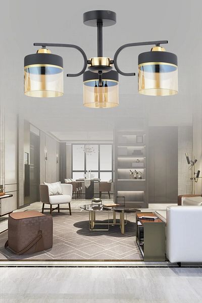 ESSLİGHT Fırat 3-Piece Plafonier Chandelier Living Room Kitchen Bedroom Young Room Office