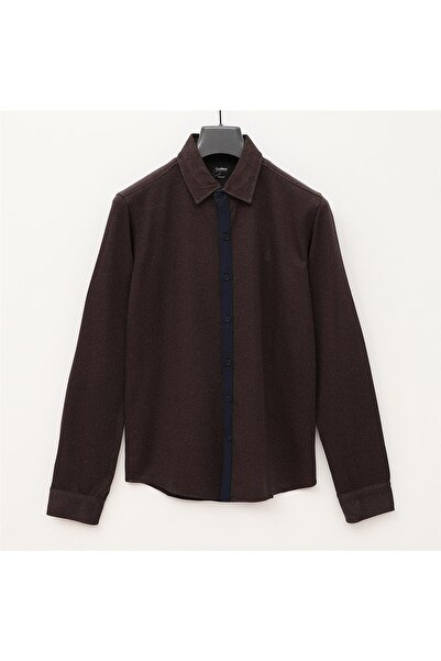 Dio Rise ERKEK Uzun Kol İnce Gömlek - Slim Kalıp - DJG-1001 - Kahverengi