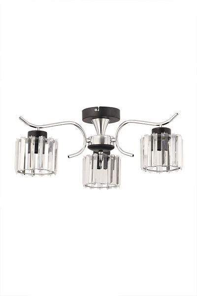 ESSLİGHT Esma 3-Piece Chrome Plafonier Chandelier (Crystal Stone) Living Room Bedroom Kitchen Young Room Office