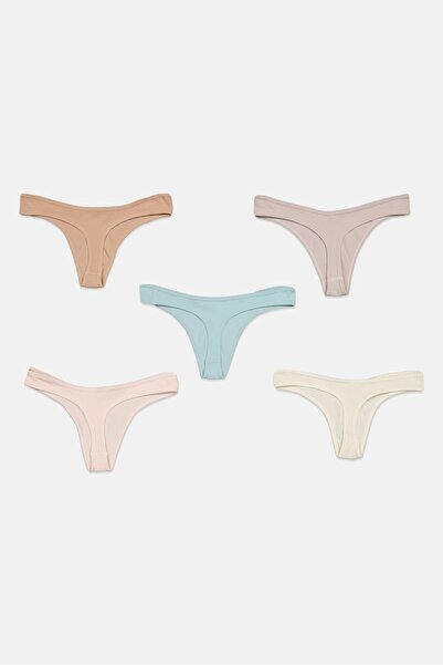 Tahari Women 5 Pcs Ribbed Thong Panty, Multicolor