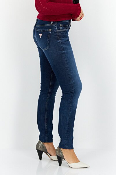 Guess Women Anti Fit Solid Non Stretchable Denim Jeans, Blue