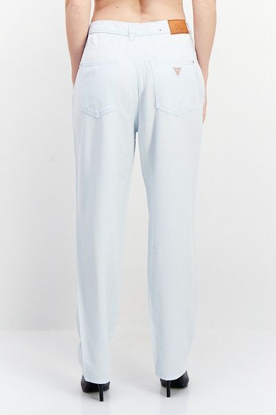 Guess Women Tapered Fit Plain Jeans, Blue