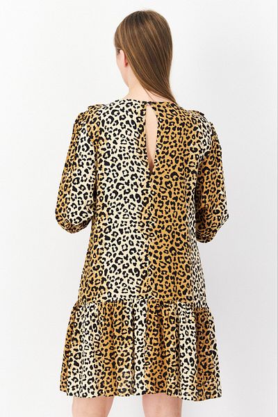 Miss Selfridge Women Animal Print Mini Casual Dress, Tan