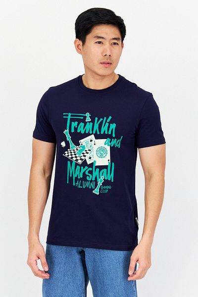 Franklin Men Crew Neck Short Sleeve Graphic T Shirt, Navy Combo