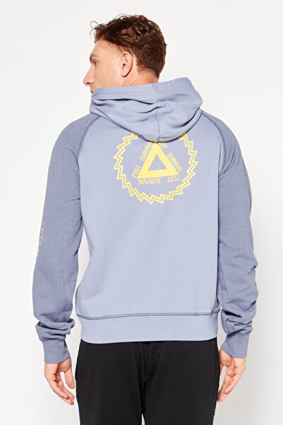 Diesel Men Hood With Drawstring Long Sleeve Graphic Print Sweatshirt, Grey