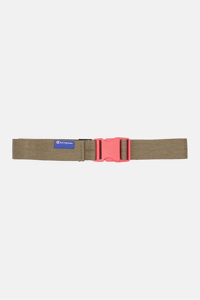 Champion Men Brand Logo Jacquard Web Belt, Olive