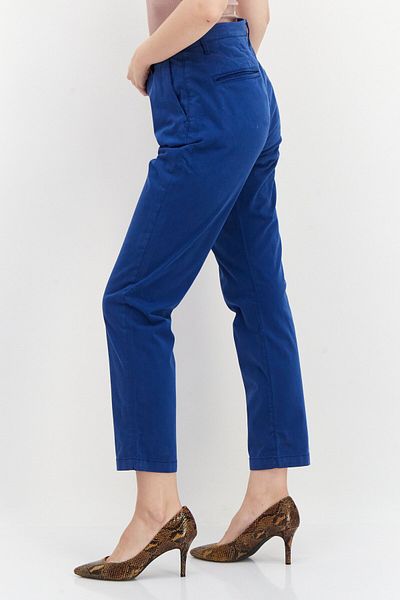 Pepe Jeans Women Slim Fit Plain Chino Pants, Blue