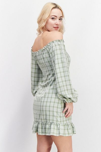 NA-KD Women Plaid Mini Dress, Green