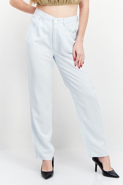 Guess Women Tapered Fit Plain Jeans, Blue