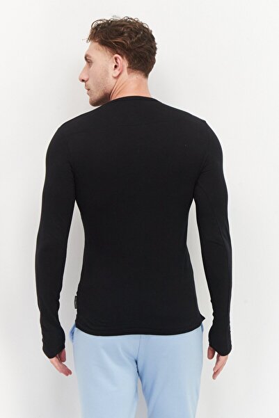 French Connection Men Crew Neck Long Sleeve Plain T-Shirt, Black