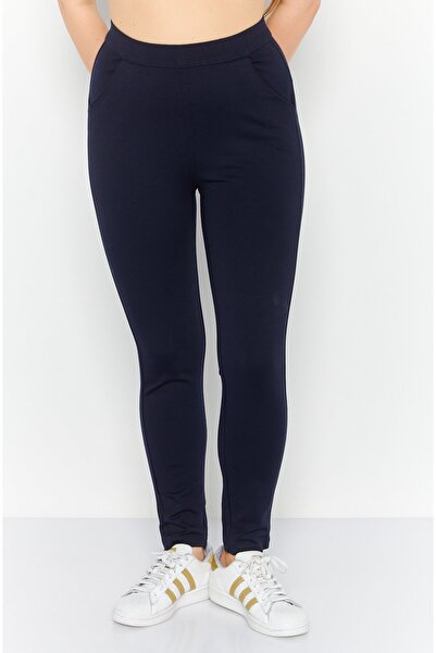 Mode بنطلون رياضي سادة بقصّة عادية للنساء، أزرق داكن