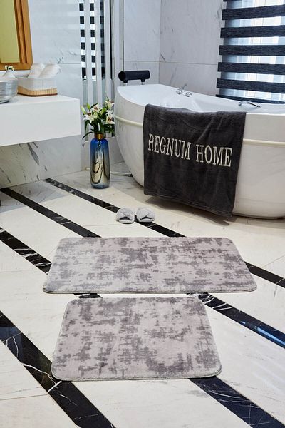 Regnum Halı Bath Mat Set of 2 Plush Post Non-Slip Base Washable 60x100 - 50x60