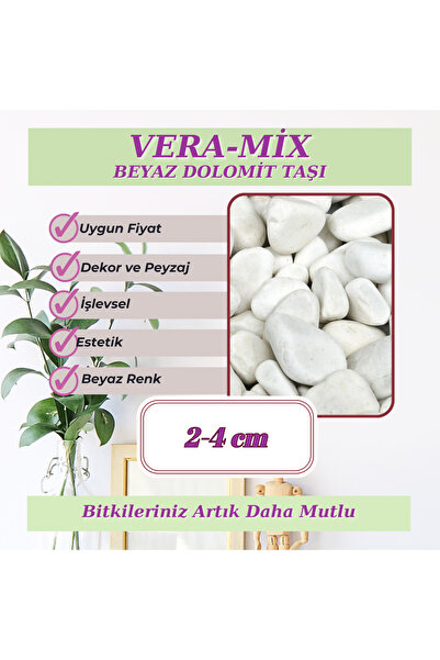 MF Botanik Beyaz Dolomit Taşı 2-4 CM 20 KİLOGRAM