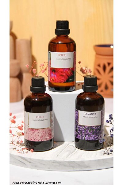 Cem Cosmetics Oda Kokusu 3 lü Pudra, Lavanta, Amber Romantik 100 ml Uçucu Buh...
