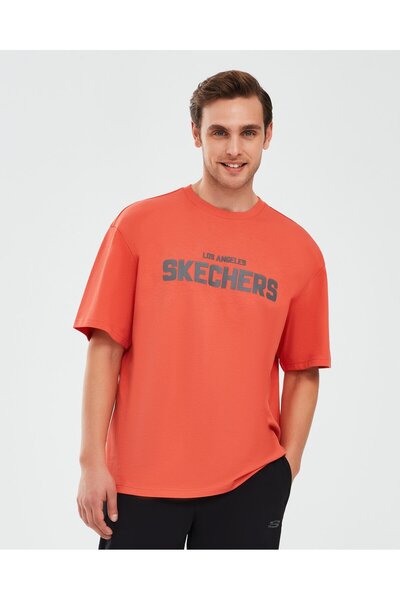 SKECHERS Men's Graphic T-Shirt - m Short Sleeve, S 241070 -600 Red T-Shirt