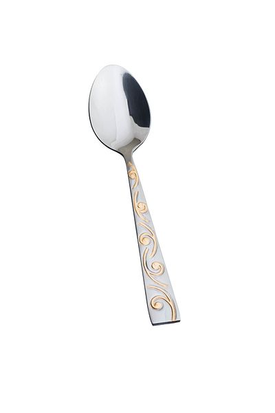 HIC 6-Piece Stainless Steel Dessert Spoon Set Silver With Gold