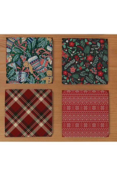 arslart قماش منقوش للعام الجديد - طقم قواعد زجاجية مزخرفة مكون من 4 قطع (10x1...